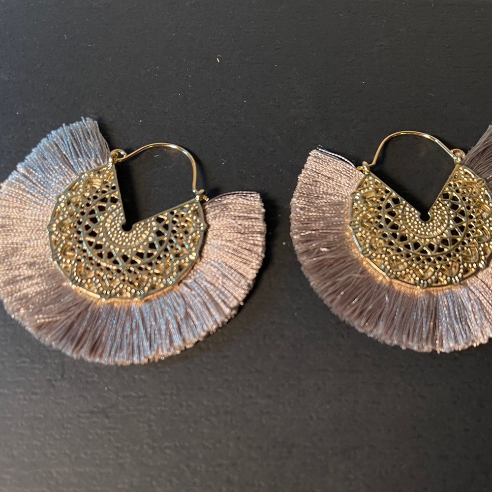 Grey and Gold hanging earrings
